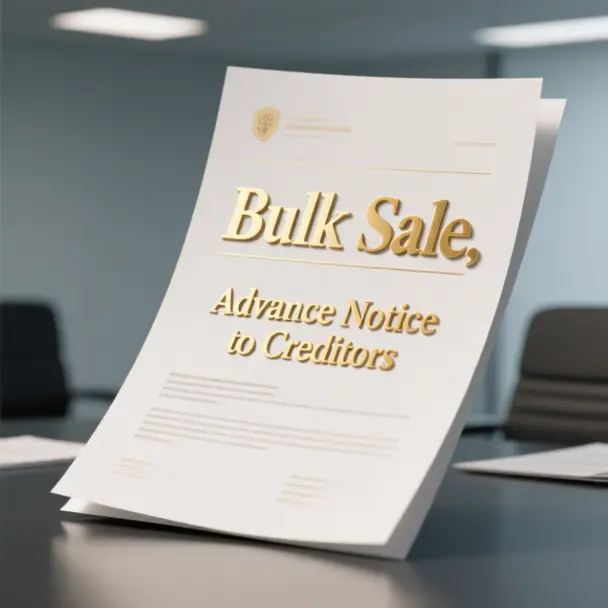 Image of Bulk Sale, Advance Notice to Creditors