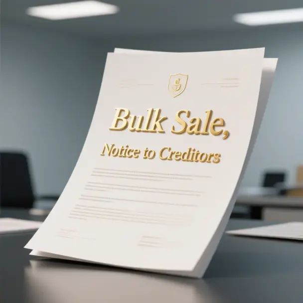 Image of Bulk Sale, Notice to Creditors