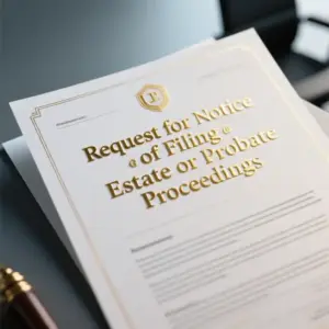 Image of Request for Notice of Filing of Estate or Probate Proceedings