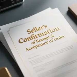 Seller's Confirmation Of Receipt & Acceptance Of Order