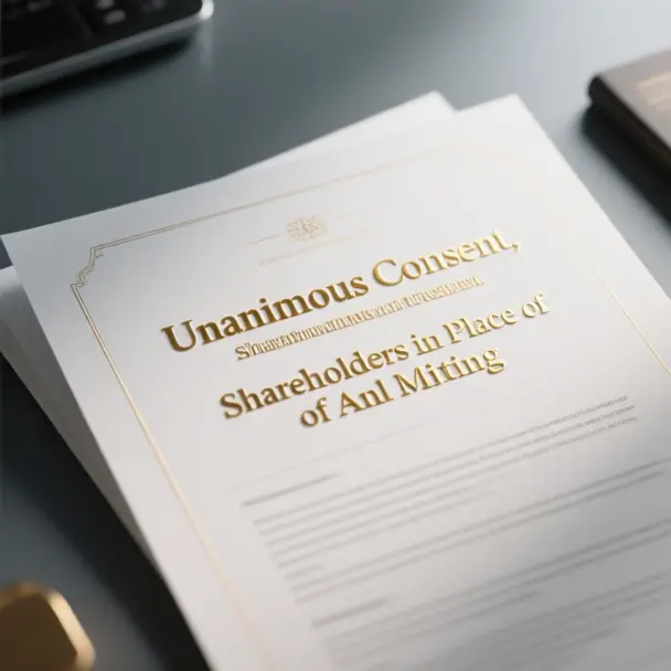 Image of Unanimous Consent, Shareholders in Place of Anl Mting