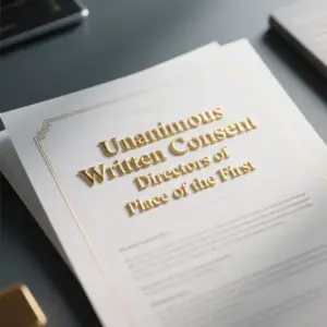 Unanimous Written Consent Of Directors In Place Of The First